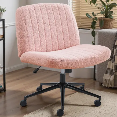 Sweet Furniture S Criss Cross Armless Rolling Desk Chair - Home Office Furniture, Swivel Computer Chair with Wheels, Dual-Purpose Base, Height Adjustable, Relax and Rest by Rocking