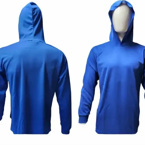 Hi Visibility ultra light weight Royal Blue Long sleeve hoodie shirt / polyester birdeye Fabric for quick dry