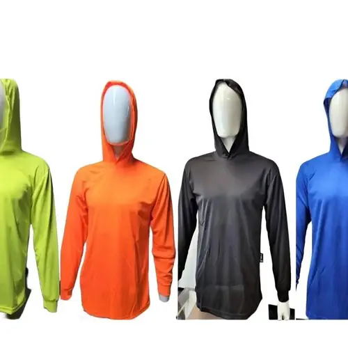Hi Visibility ultra light weight Long sleeve hoodie shirt / polyester birdeye Fabric for quick dry