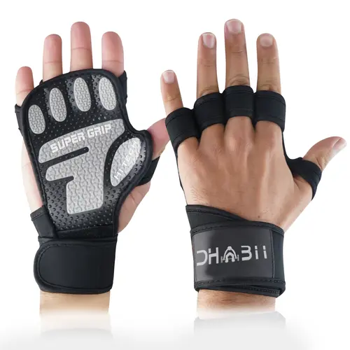 DHABII Unisex Gym Weight Lifting Gloves, Ventilated Neoprene & Rubber Athletic Gloves with Wrist Support, Anti-Skid Padded Palm for Bodybuilding, Workout Accessories, Fitness Exercise Accessories