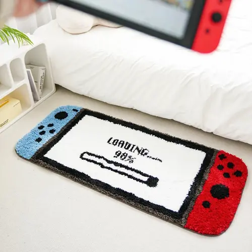 Printed Gaming Polyester Rug - Non Slip Modern Soft Household Textile, Cyberpunk Decorative Homestyle Bedside Area Rug for Video Game Fans, Non Slip Rugs
