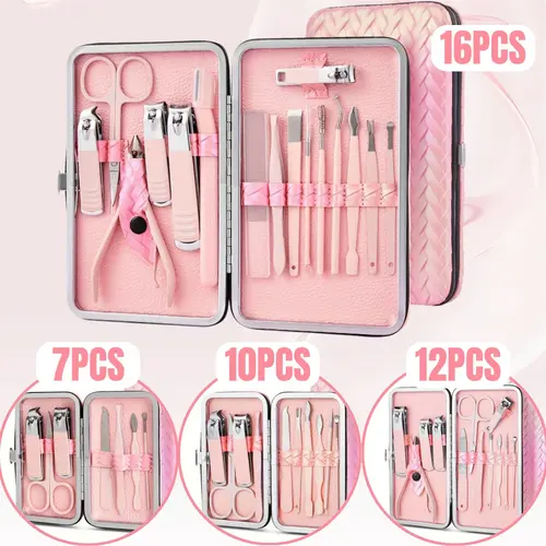 Manicure Set With Storage Case Pouch, 1 Set Portable Multi-functional Stainless Steel Nail Clipper Kit Pedicure Care Tool, Nail Kit For Women & Men, Christmas Gift, Nail Salon Set, Nail Care Product