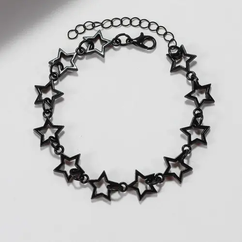 Black Star Design Link Chain Bracelet, Fashionable Alloy Jewelry for Women & Men for Party, Modern Daily Clothing Decor, Trendy All-match & Exquisite Jewelry for Birthday Gift, Jewelry Bracelets