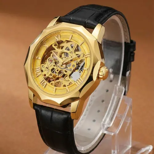 Men's Fashion Round Dial Stainless Steel Strap Analog Mechanical Watch, Skeleton Wrist Watch for Party, Daily Clothing Decor, for Birthday Gift with Box, Stainless Steel Wristwatch, Fashionable Wristwatch, Fashionable Watches, Analog Wristwatches