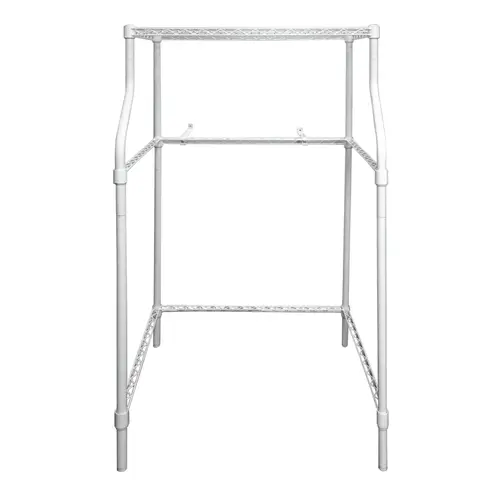Magic Chef Compact Adjustable Powder Coat Metal Laundry Drying Rack Stand White Room Shelf with Anti-Tip Bracket and Sturdy Construction