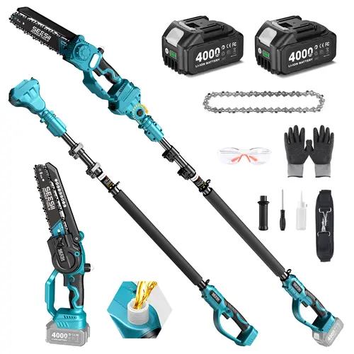 【DealsForYou】SEESII 2 in 1 Cordless Pole Saw & Mini Chainsaw with 2 Batteries, Power Electric Polesaw for Tree Trimming, Chain Saw with Extension Pole, Working height 16FT Reach, Limb Branch Cutter Pruner P8 Ace/P6 Ace CH800