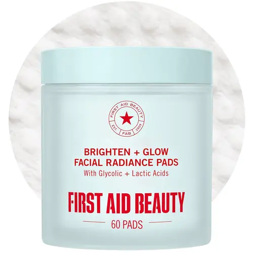 First Aid Beauty Facial Radiance Pads, Glycolic Acid + Lactic Acid AHA Exfoliating Pads with Hyaluronic Acid