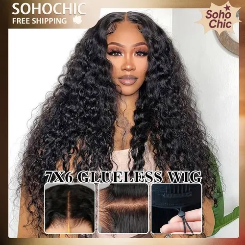 STERLY 200% Density Glueless Wigs 13x6 Full Lace Frontal Deep Wave Wig Human Hair Wig Pre Plucked Pre Cut Water Wave Wig Ready to Wear Glueless Curly Wig Beginner Friendly Full Lace Frontal Wig #tiktokshopstockup