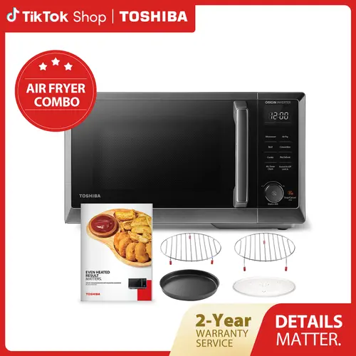 TOSHIBA 6-in-1 Inverter Countertop Microwave Oven Healthy Air Fryer Combo, MASTER Series, Broil, Convection, Speedy Combi, Even Defrost 11.3'' Turntable Sound On/Off, 27 Auto Menu, New Arrivals