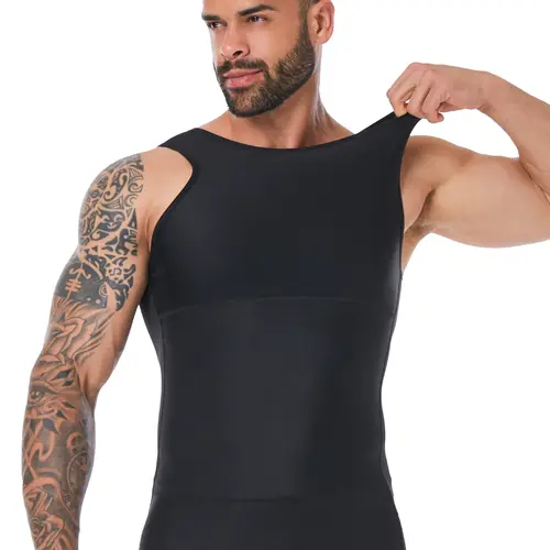 Men's Compression Tank Top, High Stretch Seamless Shapewear Top,Tighten Belly Shaper Tank for Men, Casual Comfy Men's Shapewear for All Seasons