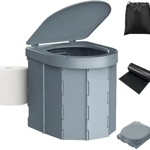 PAHTTO ABS Folding Hygienic Camping Toilet for Adults - Portable Travel Accessory with Lid, Retractable Toilet Paper Holder, Waterproof Design, Waterproof Carrying Bag for Camping Hiking, Folding Camping Toilet