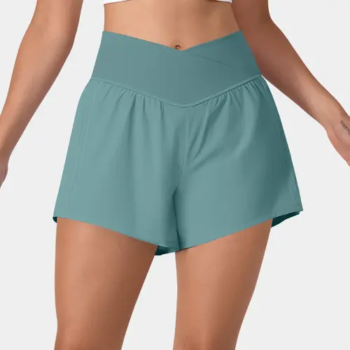 Halara Breezeful High Waisted Crossover Side Pocket 2-in-1 Quick Dry Yoga Shorts 4" #BackToSchool