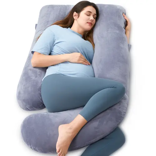 Momcozy Pregnancy Pillows, U Shaped Full Body Maternity Pillow with Removable Cover, 57 Inch Pregnancy Pillows for Sleeping, Grey
