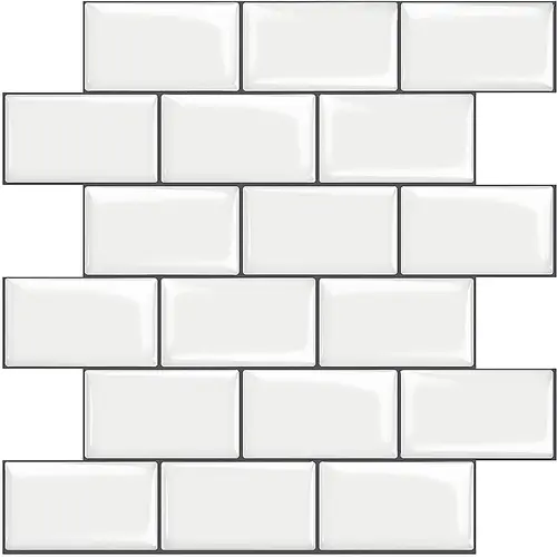STICKGOO 10Pcs Subway Tiles Peel and Stick Backsplash, Modern Stick on Tiles Kitchen Backsplash (Thicker Design) - White Bathroom Home Decorative