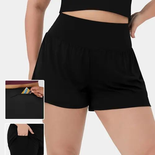Halara Back Pocket Plus Side Hidden Pocket 2-in-1 Gym Plus Size Shorts 2.5'' #BackToSchool