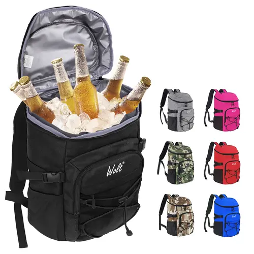 Wolt 24-Can Soft-Sided Backpack Cooler Bag for Adults, Waterproof Leakproof Insulated Nylon Portable Outdoor Cooler with Bottle Opener, Pink Insulated Cooler Bag for Hiking, Beach