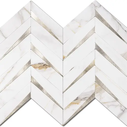 STICKGOO 10Pcs Herringbone Peel and Stick Backsplash, Tiles Sticker, Self Adhesive Wall Tile for Kitchen/Bathroom Decor Decorative Ornaments - White