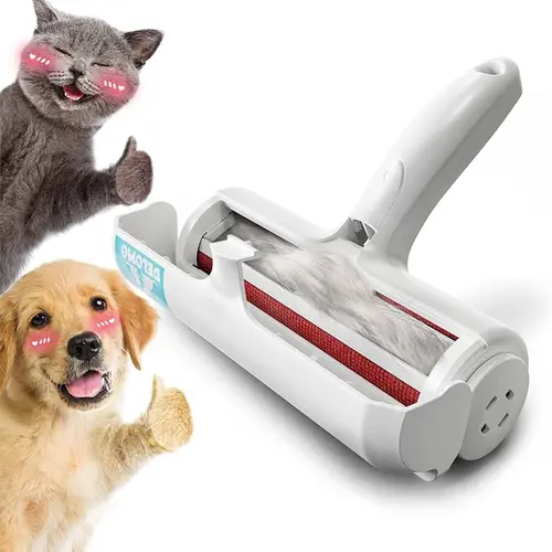 DELOMO Pet Hair Deshedding Tool - Right-Hand Universal Reusable Lint Roller for Cats & Dogs, Self-Cleaning with Built-In Fur Bin Keeps Hair Away, Boosts Home Cleanliness, Shedding Kit Ready (Single Item)