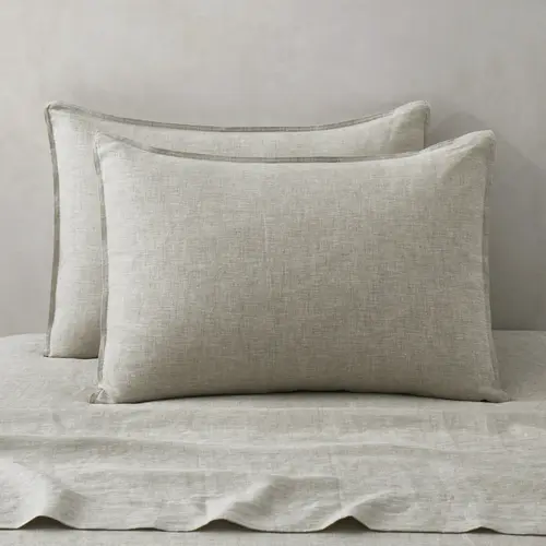 ATLINIA 2-Pack 100% Linen Pillowshams - Natural French Flax Farmhouse Style Seamless Envelope Pillowcases (No Filler), 2-Piece Set, Breathable Sheets, Cooling Bedding, Flat Weave, Machine-Washable Durable Bedding Accessories
