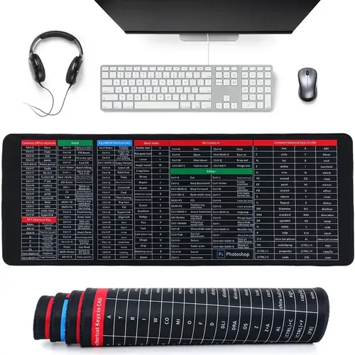Excel Keyboard Shortcut Desk Mat - 27.5"x11.8" (300*800 mm) XL Sizes Natural Rubber Non-Slip Office Accessory, Gaming Setup Extended Mousepad with Shortcut Keys & Daily Notepad Functionality, Employee Appreciation Gift