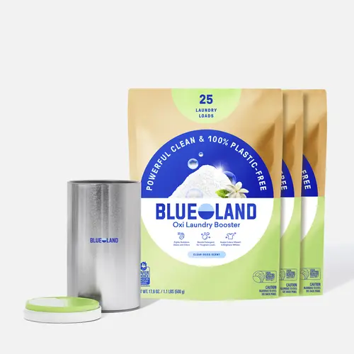 Blueland Oxi Laundry Booster, 1 Year Supply,  Eco-Friendly Mineral & Plant-Based Stain Remover, Color Boosting Oxi Cleaner + Storage Tin