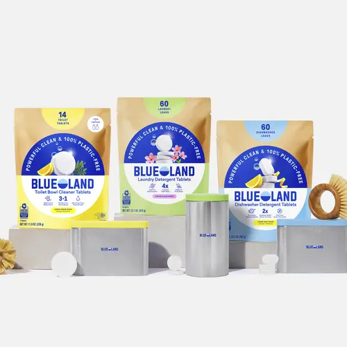 Blueland Tablet Trio Kit, Toilet Bowl Cleaner, Dishwasher & Laundry Detergent Tablets with 3 Reusable Steel Storage Tins