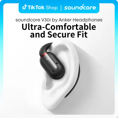 soundcore by Anker V30i, Open-Ear Headphones, Ultra-Comfort, Lightweight Design, Snug Fit, Ergonomic Ear Hooks, Robust Bass, 36H Playtime, Bluetooth 5.3, App Control, Clear Calls, Wireless Earbuds #tiktokshopsummersale,back to school,back to school haul
