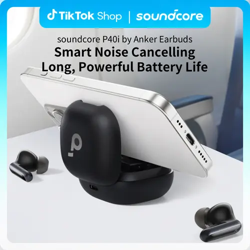 soundcore P40i by Anker, Noise Cancelling Wireless Earbuds, Adaptive Noise Cancelling to Environments, Heavy Bass, 60H Playtime, 2-in-1 Case and Phone Stand, IPX5, Wireless Charging, Bluetooth 5.3 #tiktokshopsummersale,back to school,back to school haul