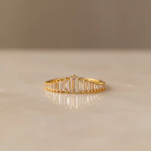 Art Deco Diamond Ring by Caitlyn Minimalist - Vintage Baguette Chandelier Ring - Dainty Engagement Ring - Wedding Jewelry - Gift for Her