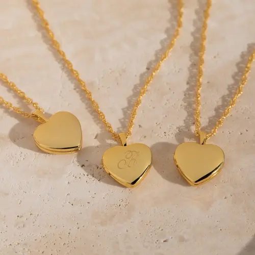 Initial Heart Locket Necklace by Caitlyn Minimalist - Custom Engraved Letter Pendant Necklace in Gold & Silver - Personalized Jewelry - Anniversary Gift for Her