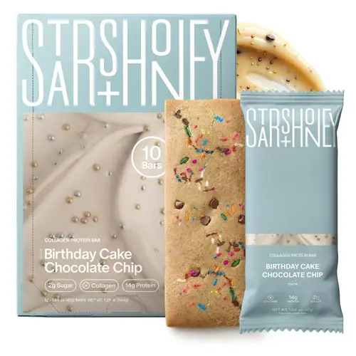 Stars + Honey | The Protein Bar – Birthday Cake Chocolate Chip | 3 Types of Protein | All-Natural Ingredients | Gluten Free, Dairy Free, Soy Free, No Seed Oils, No Sugar Alcohols