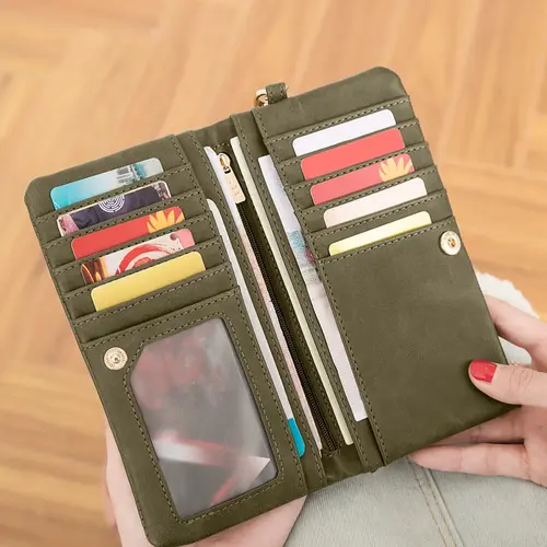 Women's Solid Color Large Capacity Zipper Wallet with Card Slot, Card Slots Wallet, Credit Card Wallet, Daily Wallet, Ladies Wallet, Zipper Card Holder