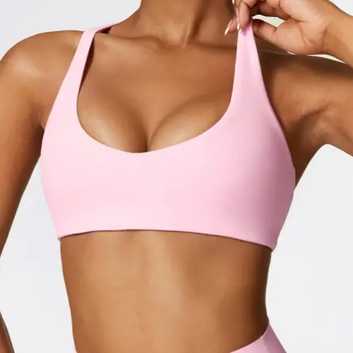 Women's Solid Wireless Sports Bra, Breathable Comfortable Sports Bra, Gym Clothes, Workout Bras, Pickleball Tennis Bras, Ladies Sportswear for Indoor Outdoor Wear