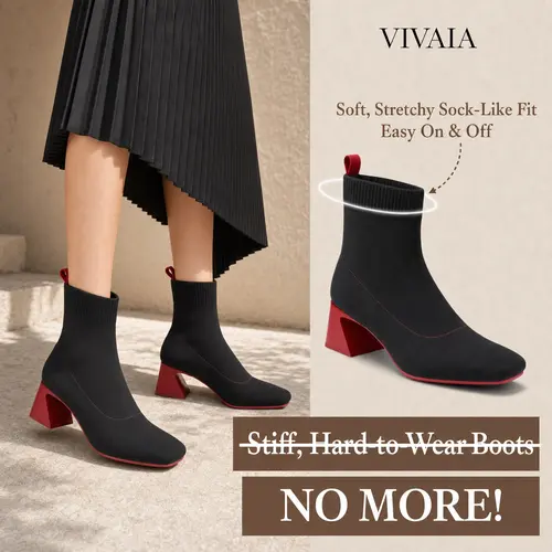 VIVAIA Women's Square-Toe Water-Repellent Block-Heel Boots – Stable, All-Day Comfort Winter Boot (Regina Pro), Bootie, Ankle Boots,back to school,back to school haul
