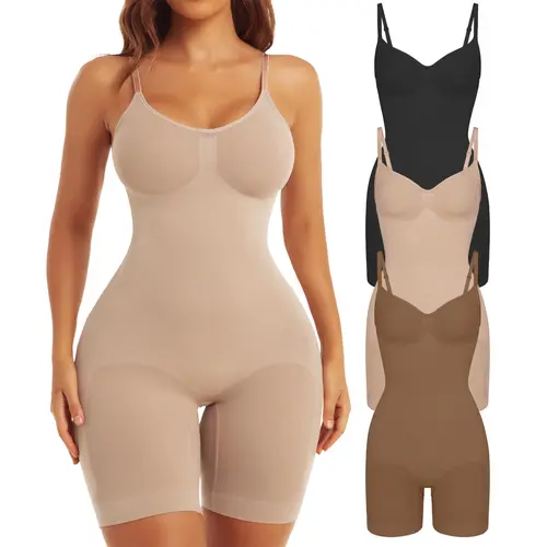 Shapewear Bodysuit for Women Tummy Control Butt Lifting Fajas Full Body Shaper Thigh Slimmer Shorts Soft Breathable Fabric Adjustable Straps Summer Womenswear,summerwins,summeroutfits,vacationoutfits,beachoutfits,back to school,back to school shopping