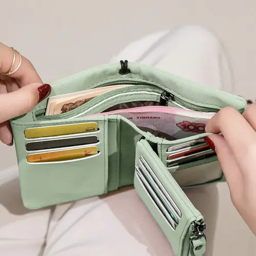 Women's Elegant Minimalist Short Wallet with Wristlet, Casual Versatile Zipper Card Slots Wallet, Trendy Wallet for Daily Use