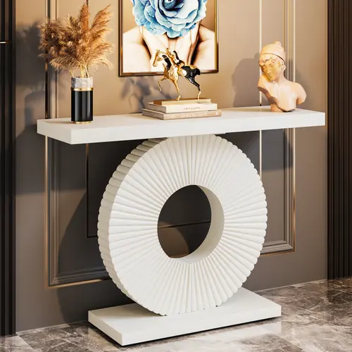 Tribesigns Entryway Table with Geometric Base, Sofa Table for Living Room, Hallway
