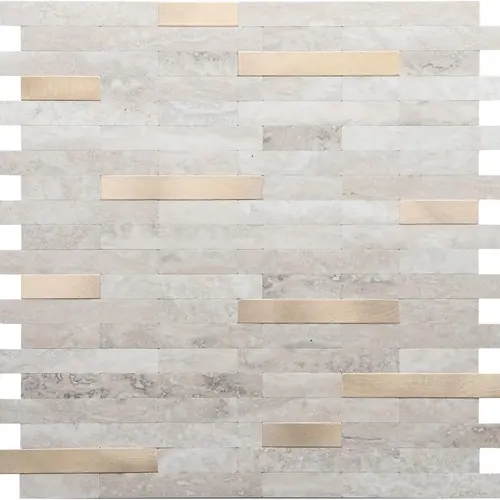 STICKGOO 10 Sheets Peel and Stick Backsplash, PVC Wall Tiles Stick on Backsplash for Kitchen - White Marble with Metal Silver