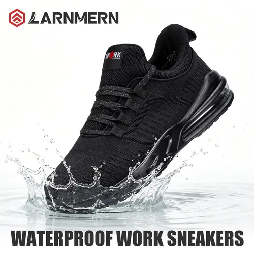 【SummerFinds】Upgraded SRC oil-resistant non-slip work shoes with four-way stretch waterproof fly knit. Light lace-up closed-toe black sneakers for men & women, great for chefs, nurses, kitchen/hospital staff. TikTok Back to School #tiktokshopsummersale