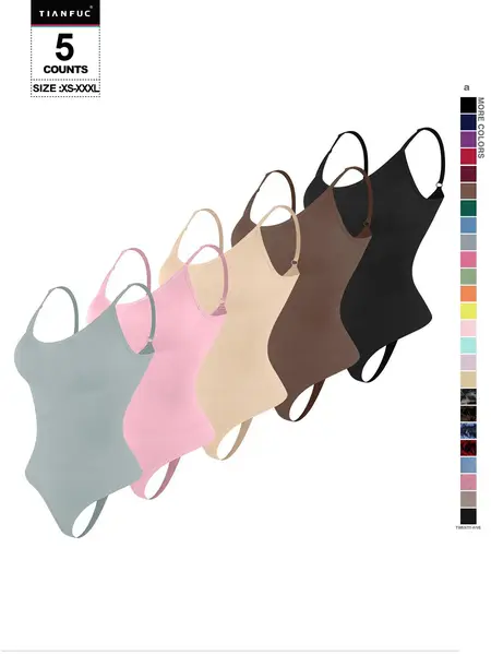 Seamless Shaping Spaghetti Strap Bodysuit, Tummy Control Slimming Thong Body Shaper, Women's Underwear & Shapewear, Casual Adjustable Smooth
