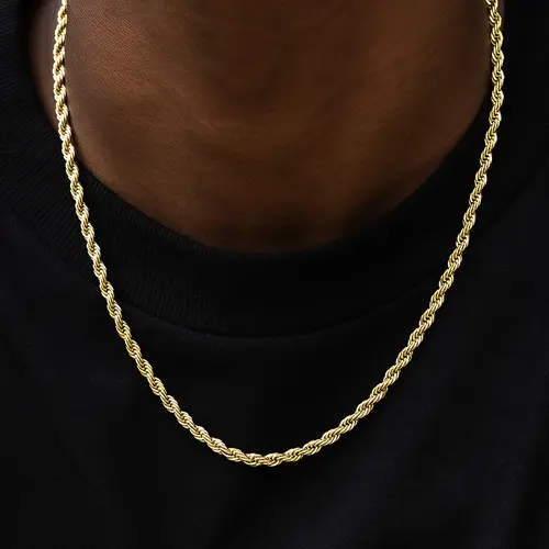 GLD Rope Chain | 18k Yellow Gold Plated, 4mm Width, 16-30" Lengths | Guaranteed for Life - Perfect Gift #TikTokShopBackToSchool #TikTokShopBackToSchool