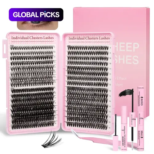 Mixed-Style Lash Clusters Kit, DIY Cluster Lashes, 1 Set Mixed-Length Individual Eyelash Extensions, D-Curl False Eyelashes, Volume False Eyelashes, Professional Eye Makeup Cosmetic Accessory for Women Eyelash Extension Supplies #GLOBAL PICKS