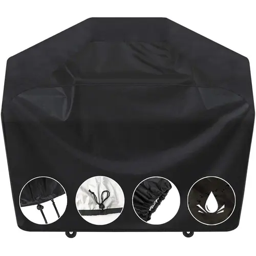 67-Inch Durable BBQ Grill Cover, Heavy-Duty Oxford Fabric Waterproof Home Care Dust Cover with UV-Resistant Fabric Sun Shields, Eco-Friendly Folding Black Outdoor Protector