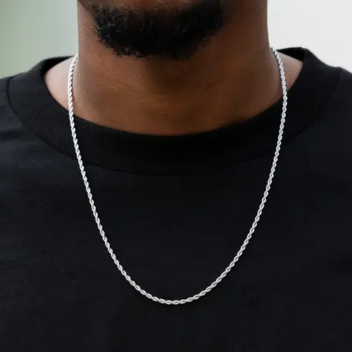GLD 2mm Rope Chain Necklace | 14k White Gold Plating 16-30" Length 14k Plated Chain Lifetime Guarantee - Perfect Gift #TikTokShopBackToSchool