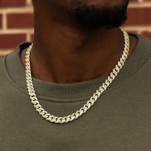 Diamond Cuban Chain 18k Yellow Gold Plated - 8.5mm - Lifetime Guarantee, Perfect Gift