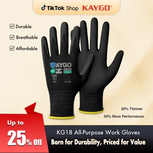 KAYGO 15-Gauge Multi Purpose Work Gloves - Comfortable, Flexible, Durable, Non-Slip - Ideal for Home DIY, Pruning - For Daily Workers - Work Safety Glove, Multi Purpose Glove