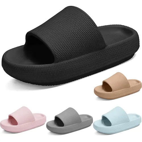 Women's Solid Color House Slippers Pillow Cloud Slippers for Women Bathroom Sandals EVA Non Slip Thick Sole Platform Comfort Soft Home Slippers All Seasons Footwear Flipflop Slide Girl