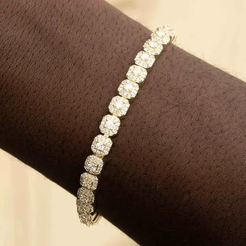 Micro Clustered Tennis Bracelet - 18k Yellow Gold Plated -  Lifetime Guarantee, Perfect Gift