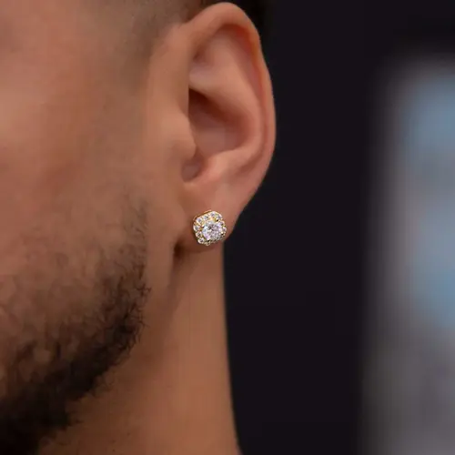 GLD Micro Clustered Diamond Earrings | 18k Yellow Gold Plated Bold Centered Stone with CZ Accent Stones 14k Solid Gold Posts (Sold as pair) Lifetime Guarantee - Perfect Gift #TikTokShopBackToSchool