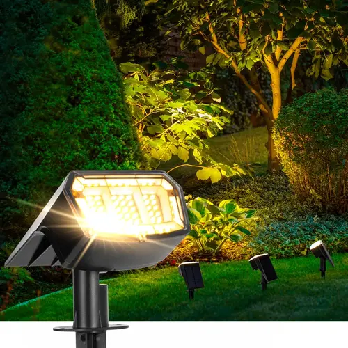 FABSTYL RGB Solar LED Outdoor Pathway Spotlight - 4H Duration, Remote Control, 12 Color Modes, IP67 Rainproof, Durable ABS Plastic Body, Stake/Wall/Fence Mountable for Yard Garden Decor